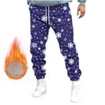 thumbnail image 1 of Pantalones largos para hombre, pantalones deportivos ajustados para correr, pantalones deportivos con cordón, pantalones con estampado navideño, pantalones para hombre, 1 of 5