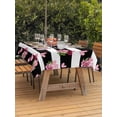 thumbnail image 2 of Outdoor Tablecloth with Umbrella Hole and Zipper, Pink Roses Rectangle Table Cloth 60x102 Inch Waterproof Tablecloth, Valentine's Day Love Flowers Stripes Rustic Picnic Table Cover for Patio Camping, 2 of 7
