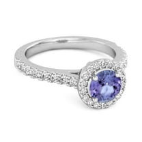 Mooneye 1.30 Ct Natural Tanzanite 925 Sterling Silver Solitaire Accents Valentines Day Gifts Ring