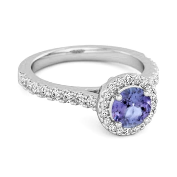 Mooneye 1.30 Ct Natural Tanzanite 925 Sterling Silver Solitaire Accents Valentines Day Gifts Ring