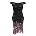thumbnail image 6 of USSUMA Fall Dresses For Women 2022, Short Sleeves Sundress for Women Beach Vacation Elastic Waist Halter Dress Ombre Moire Pattern Sexy Retro Scoop Neck Backless Homecoming Graduation Sundresses, 6 of 7