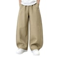 thumbnail image 2 of Bixock Fall Cotton Sweatpants for Boys High Waist Straight Leg with Side Pockets Kids Solid Color Loose Casual Wide Leg Trousers Comfortable Workout Activewear Boys Clothings Size 5-6Years, 2 of 6