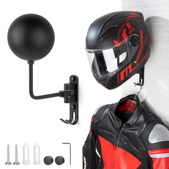 PUERSI Helmet Holder Wall Mount - 180° Rotation Helmet Hanger for Motorcycle Bike Racing Outerwear Sports Gear Display