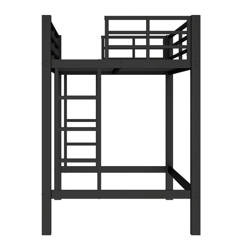 Bellemave Metal Twin Loft Bed, Heavy Duty Loft Bed Frame with 2 Build in Ladder and Full Length Guardrail, Loft Beds Twin Size with Large Under-Bed Space, Easy to Assemble-Black
