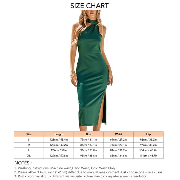 Vestido largo de mujer con cuello halter y dobladillo dividido ajustado ajustado color puro vestido de verano para fiesta de boda verde oscuro XL Bodega Aurrera en linea