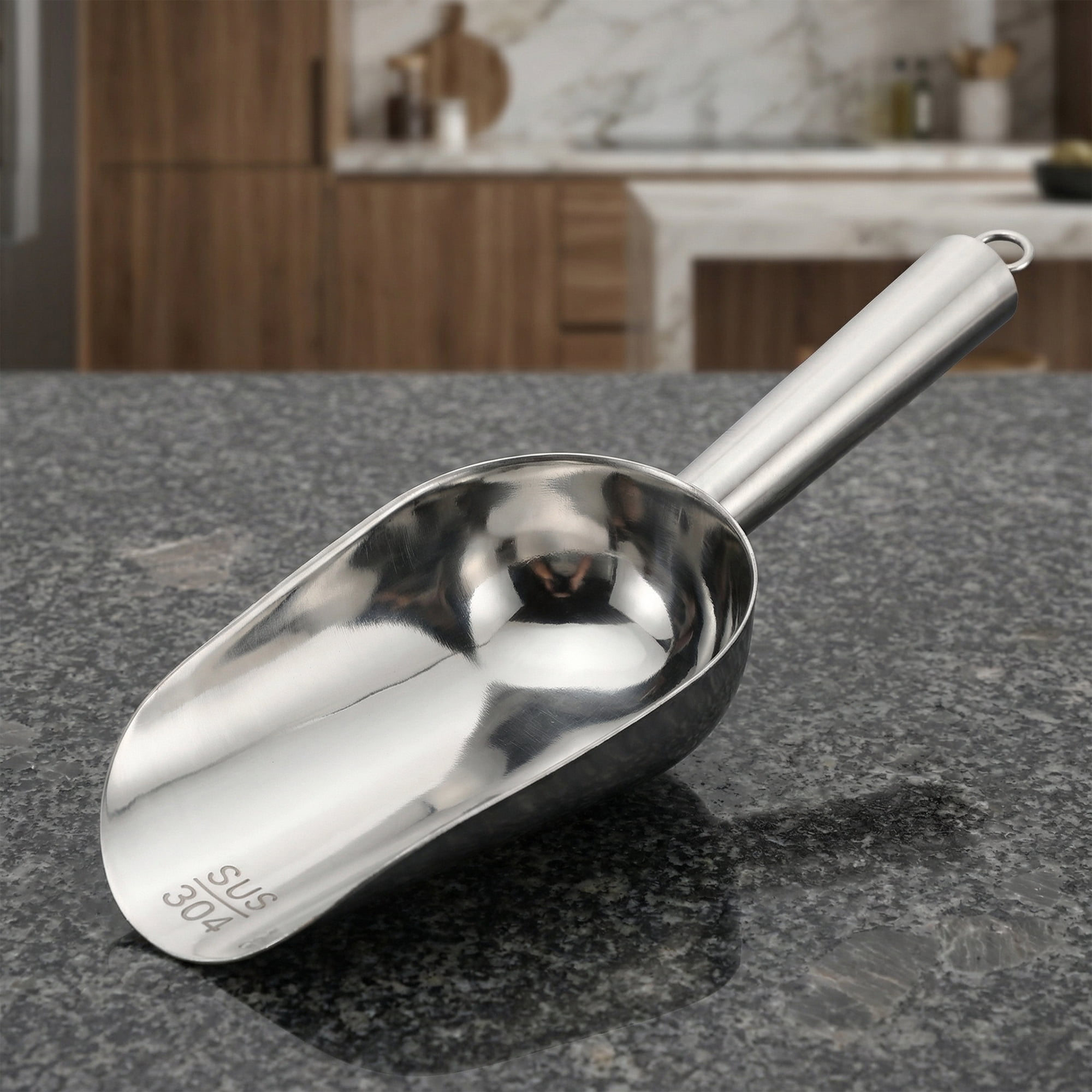 Unique Bargains 1Pcs Easy Clean Stainless Steel Ice Scoop Silver 9.1*3.1inch