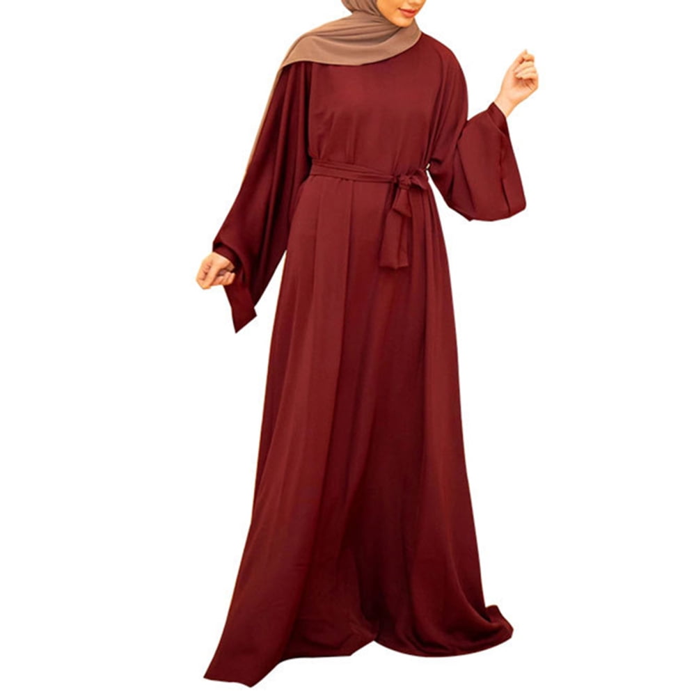 Middle Eastern Fashion Dress Islam Clothing Maxi Dress for Women S Gray