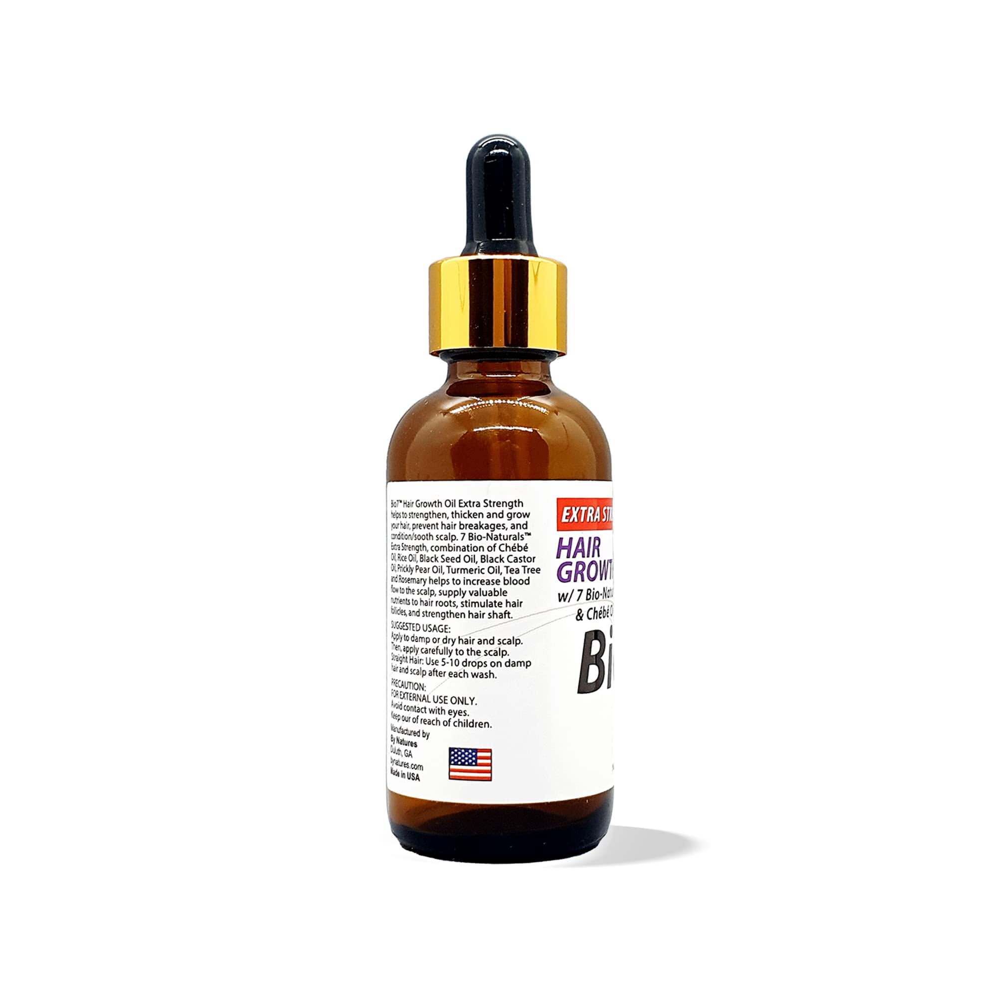 BIO7 EXTRA STRENGTH HAIR GROWTH OIL W/ 7 BIO-NATURALS CHEBE OIL - 2 Fl Oz (2 Pack) - Strengthen, Thicken and Grow Your Hair, Condition Your Scalp, Prevent Hair Breakage