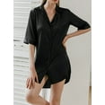 thumbnail image 5 of Avidlove Women Button Down Nightshirt Satin Silky Sleepshirt 3/4 Sleeve Nightgown Boyfriend Notch Collar Sleepwear Black M-3XL, 5 of 8
