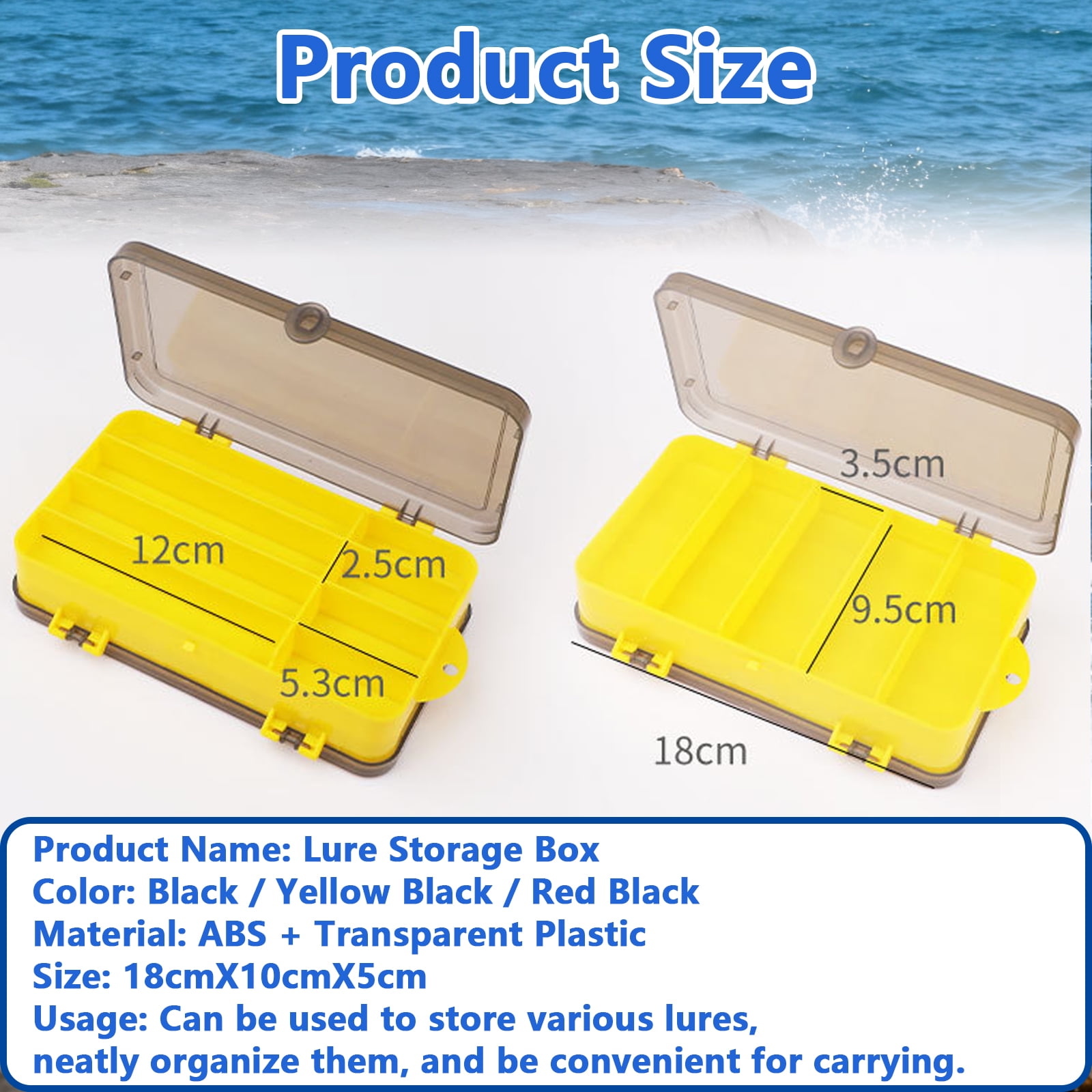 Arcticwind Double-Layer Lure Box,Fake Bait,Soft Bait,Clear Double Layer Waterproof Fishing Gear Multi-Functional Storage Box,A Multifunctional Storage Box,Tackle Box,Yellow