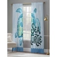 thumbnail image 5 of Teal Sea Turtle Sheer Curtains 96 Inches Long 2 Panels Set, Window Sheer Curtains for Living Room/Bedroom, Coastal Ocean Summer Ocean Waves Light Filtering Rod Pocket Curtain 52''x96''x2, 5 of 8