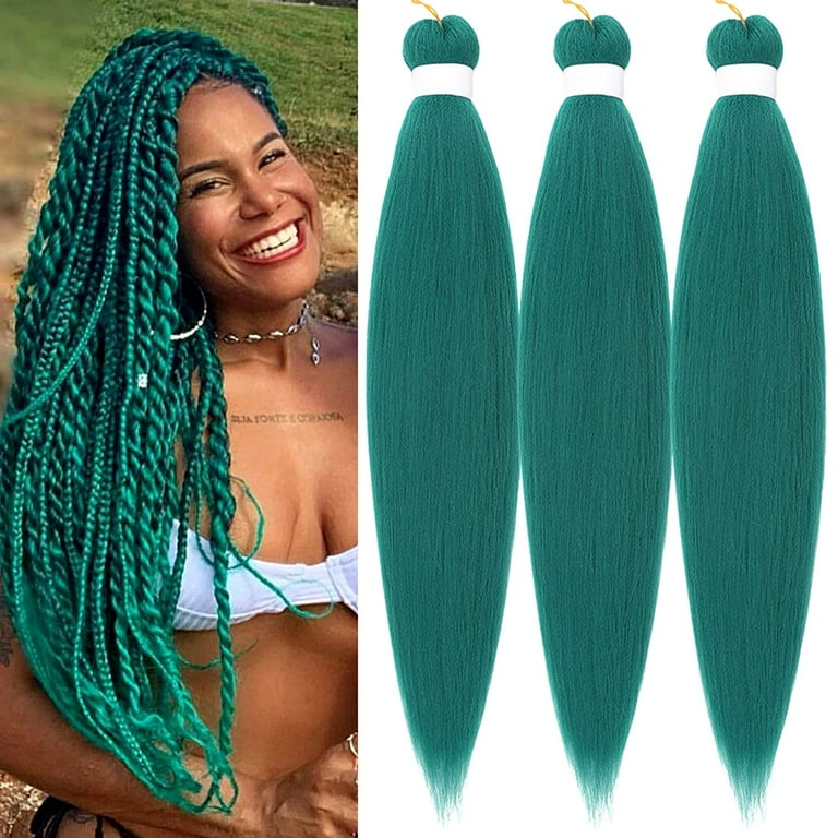 Green Braiding Hair Pre stretched Box Braids Kanekalon Braiding Hair  Prestretched Human Hair 26Inch 