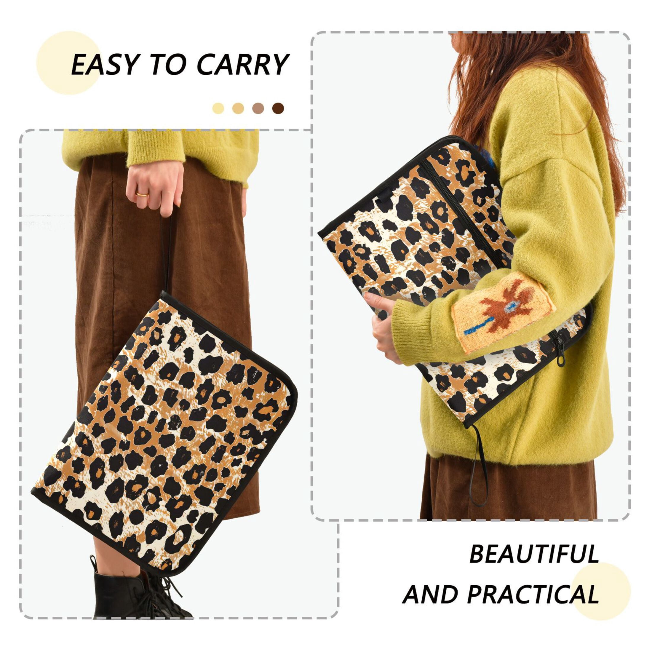 Organ Folder 14.2 x 0.8 x 10.6 Inches 13 Separate Pockets A4 Size Documents Folder A Sort Storage File Manager For The Home Office Leopard Print