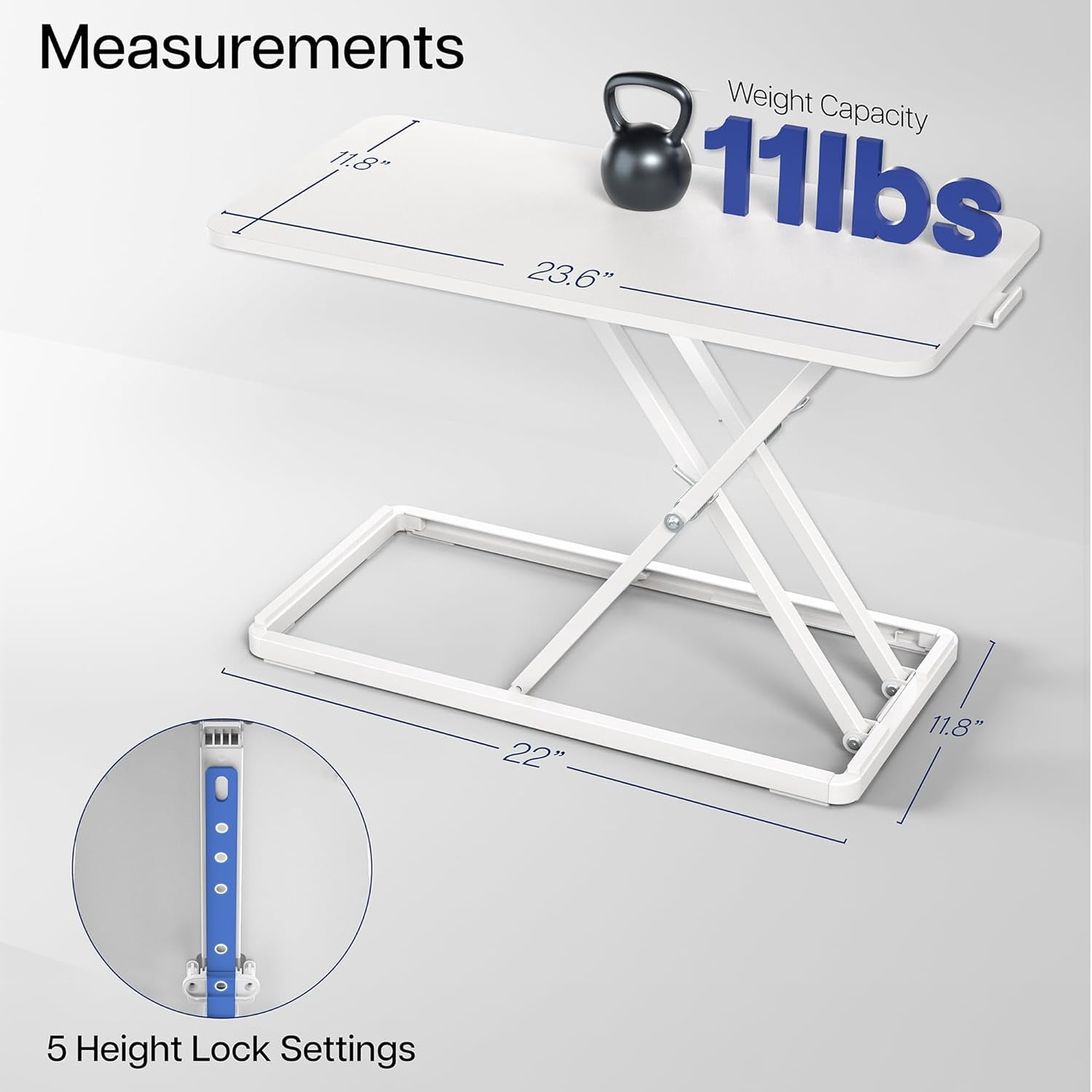 VIVO Single Top 24 inch SCISSORS Lift Keyboard and mouse Riser, Height Adjustable Laptop Desk, For Ergonomic Sit Stand Workstations, White, DESK-V024AW