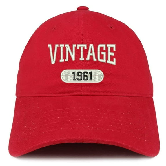 Trendy Apparel Shop Vintage 1961 Embroidered 57th Birthday Relaxed Fitting Cotton Cap - Black