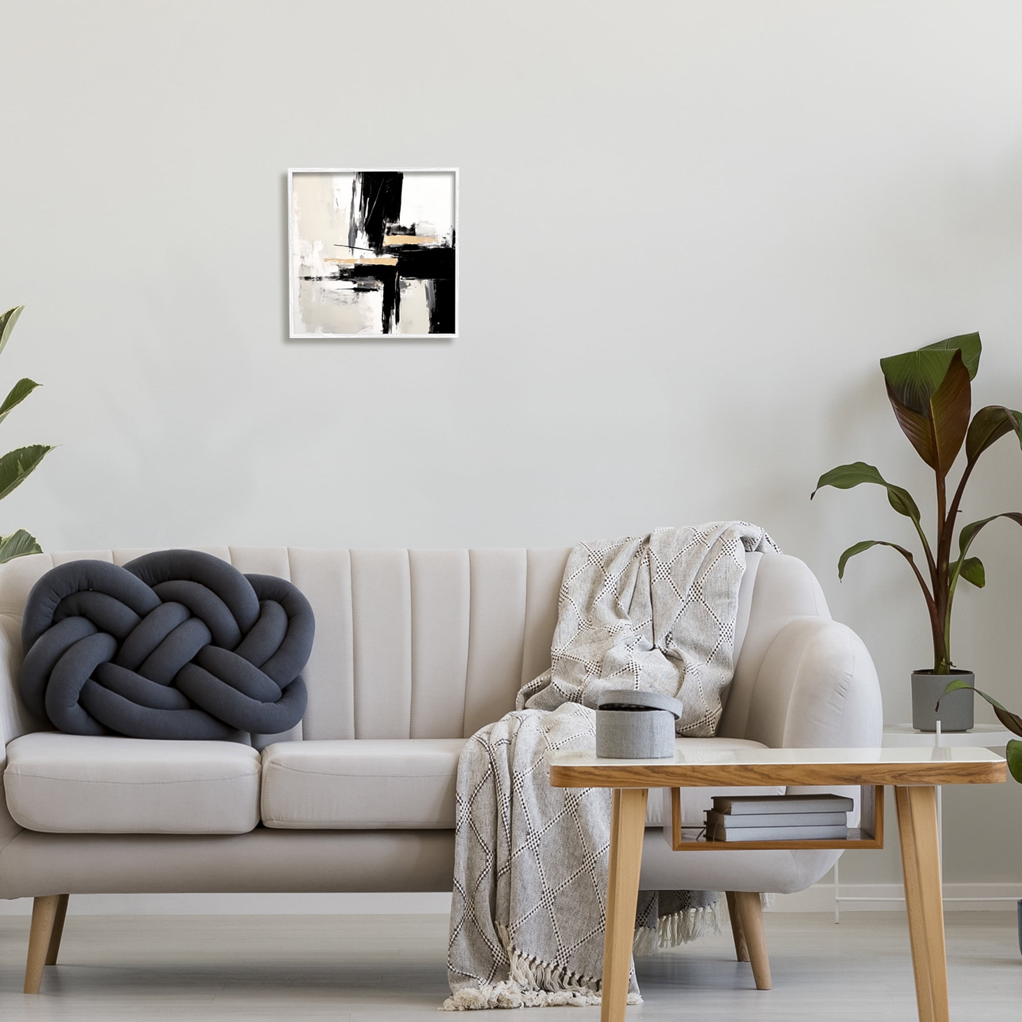 Stupell Industries Chaotic Black Abstract Abstract Painting White Framed Art Print Wall Art, 12 x 12