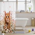 thumbnail image 3 of Manfei Cartoon Kitten Shower Curtain 72Wx78L, Watercolor Groovy Flower Bath Curtain, Pink Orange, 3 of 5