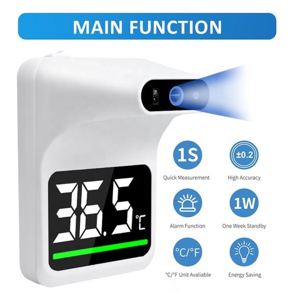 TGE Small Wall Mounted Wrist Body Forehead Thermometer Infrared Digital LCD Display No Contact Fever Alarm Adults Kids