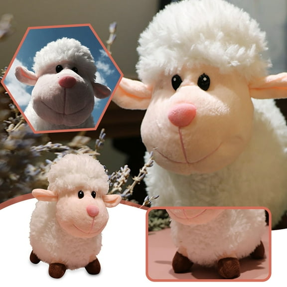 Sheep Stuffed Animal Toys, Simulation Soft Sheep Plush Doll Decoration, Comfortable Animals Throw Pillow, Durable Plush Toy for Puppy, Birthday Gift Decoration for Indoor Outdoor