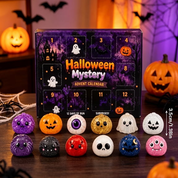 2026 Halloween Dumpling Squishies- Halloween Mystery Advent Calendar, 12 Days of Spooky Bao Bun Squishyies Surprises with 12 Collectible Gifts