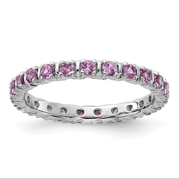Sterling Silver Stackable Expressions Created Pink Sapphire Ring