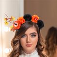 thumbnail image 4 of KAKOWELY Diadema de calavera con flores: Diadema de calavera con flores y calabaza para Halloween para mujer - Tocado floral vintage para fiestas, ideal para cosplay y disfraces., 4 of 4