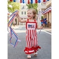 thumbnail image 5 of BemeyourBBs Toddler Baby Girl 4th of July Outfit Infant Baby Girl Independent Days Clothes Patriotic American Flag Overalls Romper Sleeveless Layered Flare Pants Jumpsuit Toddler Girl Summer Outfit, 5 of 7