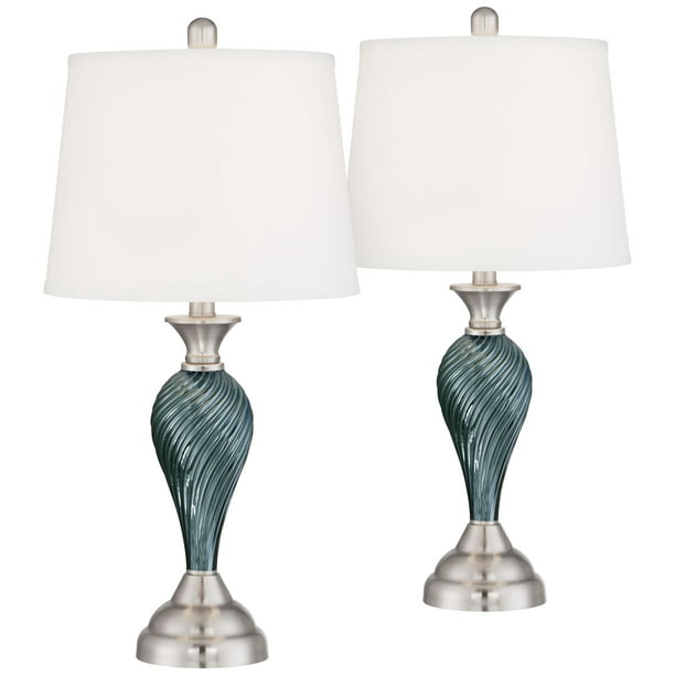 Regency Hill Modern Table Lamps Set Of, Blue Glass Table Lamp Base