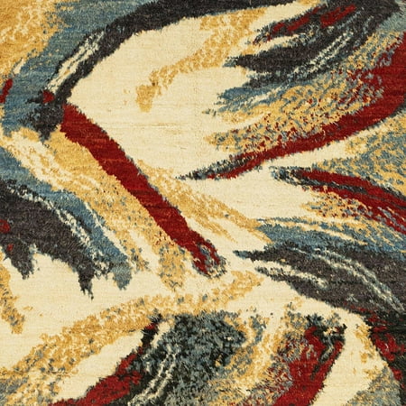 

Ahgly Company Indoor Square Abstract Chrome Gold Yellow Area Rugs 8 Square