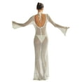 thumbnail image 4 of Springcmy Women Crochet Knit Cover Up Maxi Dress Y2K Sheer Mesh Long Dress Sexy Backless Bikini Bathing Suit Coverups White S, 4 of 6