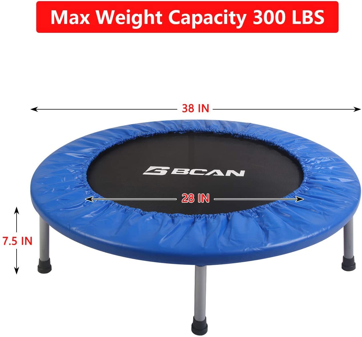 Stable & Quiet Exercise Rebounder for Kids Adults Indoor/Garden Workout Max 300lbs BCAN 38 Foldable Mini Trampoline Fitness Trampoline with Safety Pad Stable & Quiet Exercise Rebounder for Kids Adults Indoor/Garden Workout Max 300lbs BCAN 38 Foldable Mini Trampoline Fitness Trampoline with Safety Pad