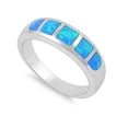 thumbnail image 1 of Channel Bezel Squares Blue Simulated Opal Ring Sterling Silver Size 7, 1 of 3