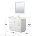 thumbnail image 6 of Wyndham Collection Miranda 42" Marble&Wood Single Bathroom Vanity in White/Gold, 6 of 7