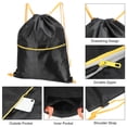 thumbnail image 4 of Uxcell Drawstring Backpack Bags Drawstring Gym Bag with W Zipper Side Pocket for Women Men Black, 4 of 5