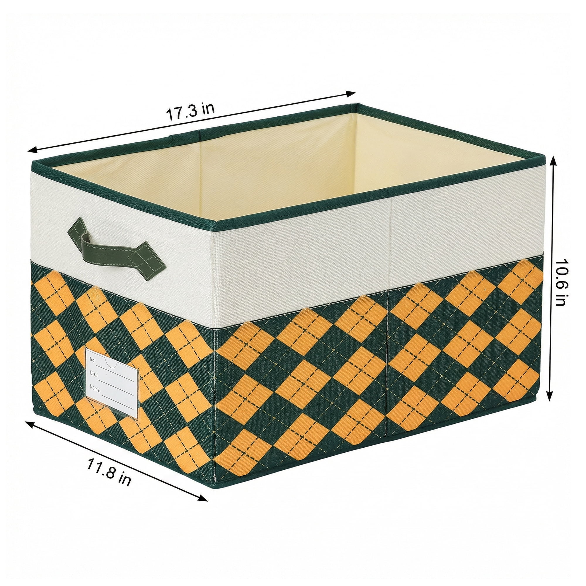 Unique Bargains Storage Basket with Handle for Organizing Orange Green 17.3"x11.8"x10.6"