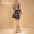 thumbnail image 3 of Montana West Women's Aztec Leather Tote Bag Set with Wallet Stylish Handbag for Everyday Use, Black, 3 of 7