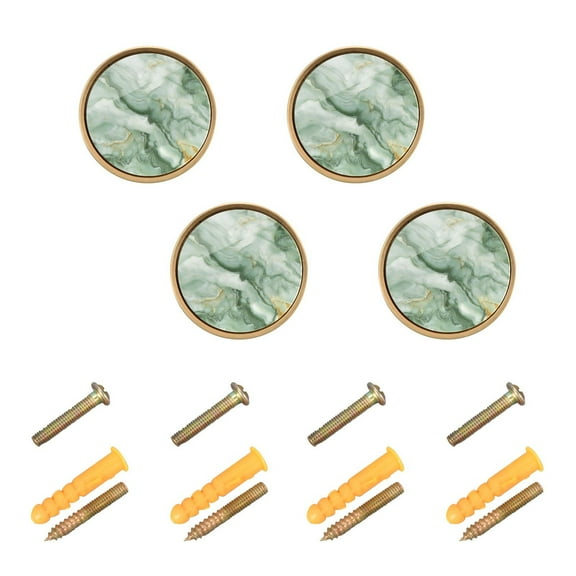 Kitchen Cabinet Knobs Cabinet Handles 1.25 inch Diameter Zinc Alloy Soft Green Marble 4 Pack