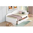 thumbnail image 3 of White Twin Size PU Upholstered Daybed with 2 Drawers and Cloud-Shaped Guardrail, Wood Slat Support, Ideal for Bedroom or Living Room, No Box Spring Required, 3 of 5