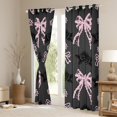 thumbnail image 3 of jejeloiu Chic Bowtie Bowknot Curtains Pack of 2 (42x84 Each),Rustic Floral Curtains Blackout,Pink Black Gray Bedroom Curtains For Girls,Luxury Bedroom Decor, 3 of 6
