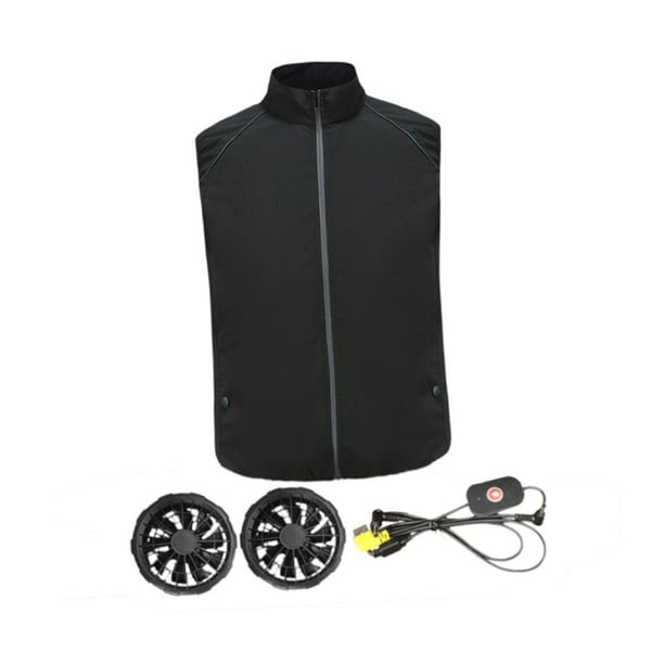 Chaleco de refrigeración con ventilador, poliéster, portátil, transpirable, para hombre y mujer, para verano 2XL