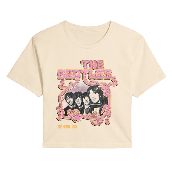 The Beatles - The Beatles 1968 Flourishes - Juniors Cropped Graphic T-Shirt