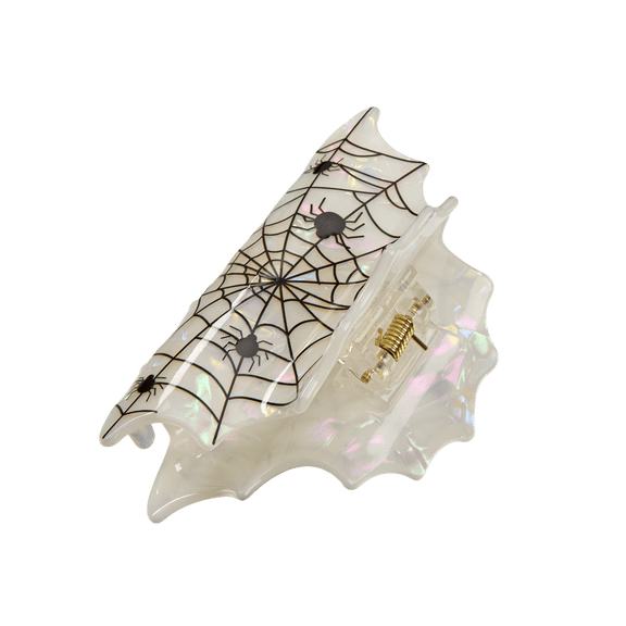 Scunci by Conair Spiderweb Claw Clip, Pearlescent White with Black, 1 Count