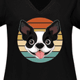thumbnail image 4 of Inktastic Boston Terrier Dog Retro Sunset Women's Plus Size V-Neck T-Shirt, 4 of 5