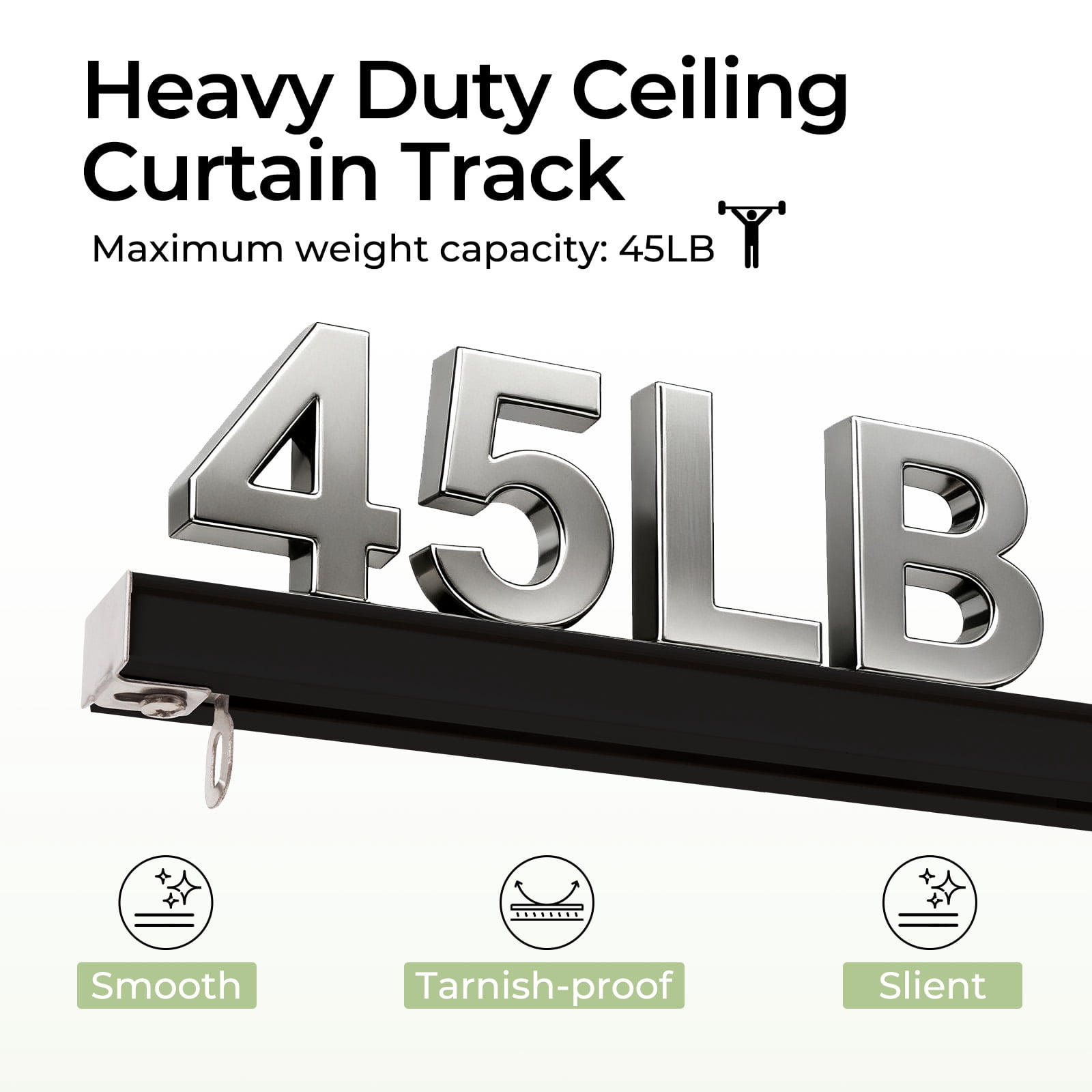 Ceiling Curtain Track Room Divider Curtain Rods Set with Hooks,3FT-12FT Adjustable Length Curtain Track,Black