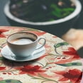 thumbnail image 3 of Ambesonne Floral Fitted Round Tablecloth, Flowers Leaves Berries Plot, 40"- 44" Diameter, Scarlet Laurel Green, 3 of 5