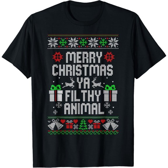 Merry Christmas Animal Filthy Ya Xmas Family Pajama T-Shirt