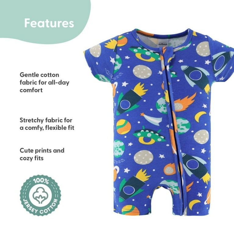 The Peanutshell Baby Boy Rompers, 2-Pack Space Design photo 2