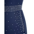 thumbnail image 6 of Kaerm Womens Sleeveless Lyrical Dance Dress Glittery Asymmetrical Shoulder Split Dress Modern Dancewear Navy Blue S, 6 of 7