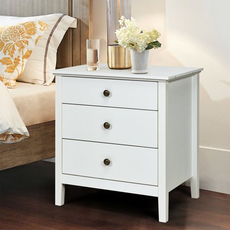 Gymax Nightstand Beside End Side Table Accent Table Organizer W 3 Drawers White Walmart Canada