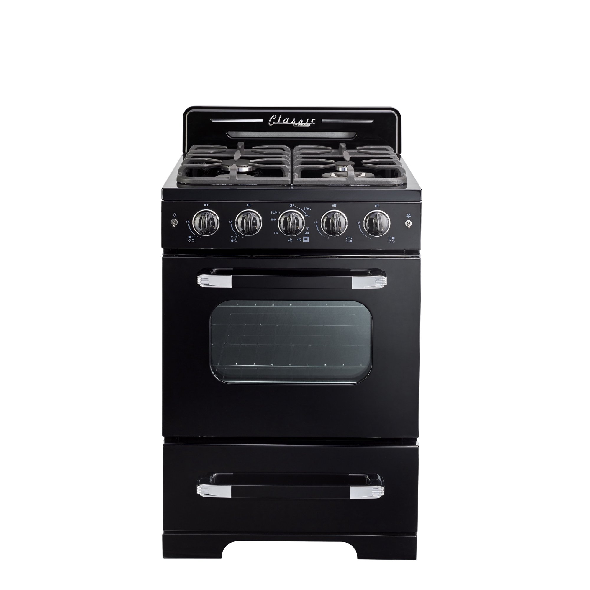 Unique Appliances Classic Retro 24" 2.9 cu ft Freestanding Gas Range, Midnight Black